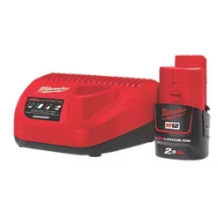 Refurb Milwaukee M12 NRG-201 12V 2.0Ah Li-Ion RedLithium Battery & Charger Set